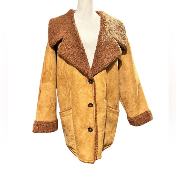 FREE PEOPLE Diogo Faux Fur Sherpa Lined Oversized Coat Size Medium EC - Picture 2 of 9